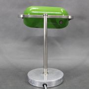 1940s Art Deco Nickel Banker Table Lamp, Czechoslovakia