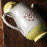 Coffee maker lunéville yellow gilding pink flowers