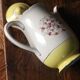 Cafetière lunéville jaune dorure fleurs roses