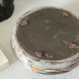 Vase boule Raku moderniste effet glaçure signé