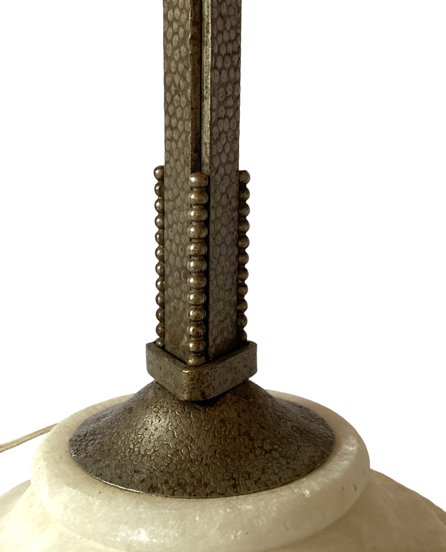 Monumental art deco pink table lamp, Muller frères Luneville, France, ca 1920s