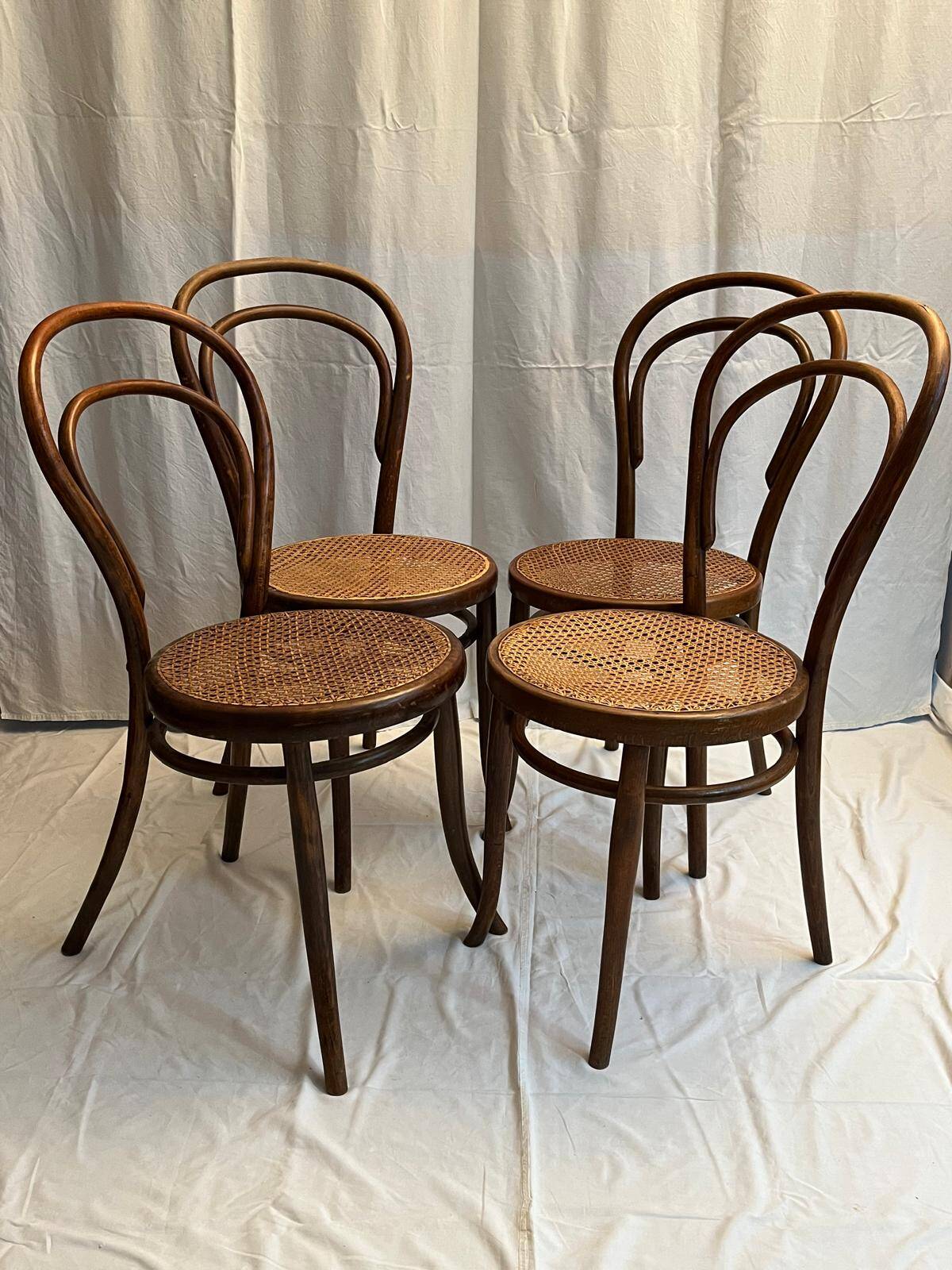 Ensemble de chaises cannées en bois courbé Thonet, années 30-40