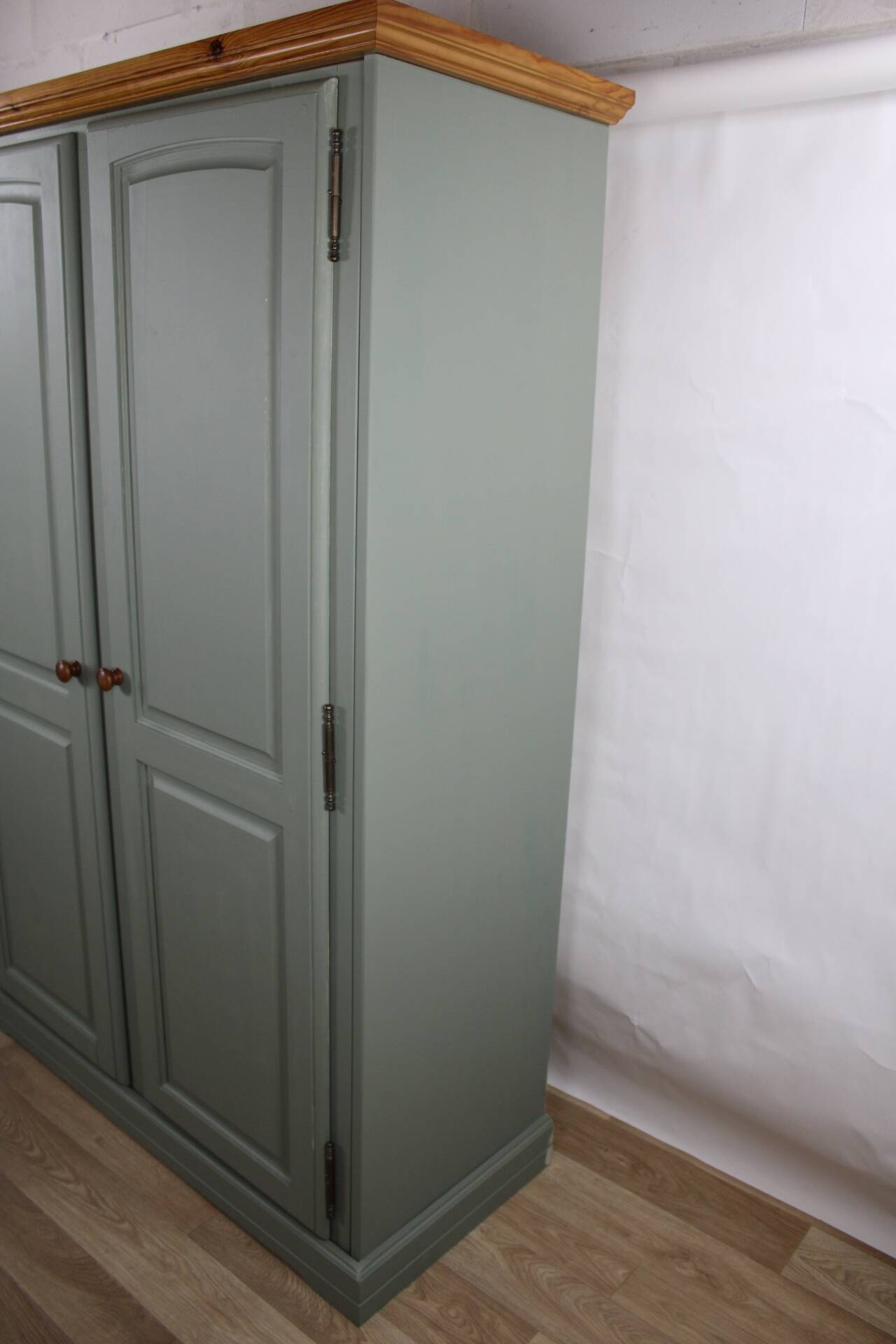Vintage Gautier wardrobe refurbished in 60s style – sage green