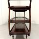 Anglo-Indian teak serving trolley with brass inlays from the 1930s-1940s.