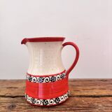 Red and white pitcher signed Villecroze
