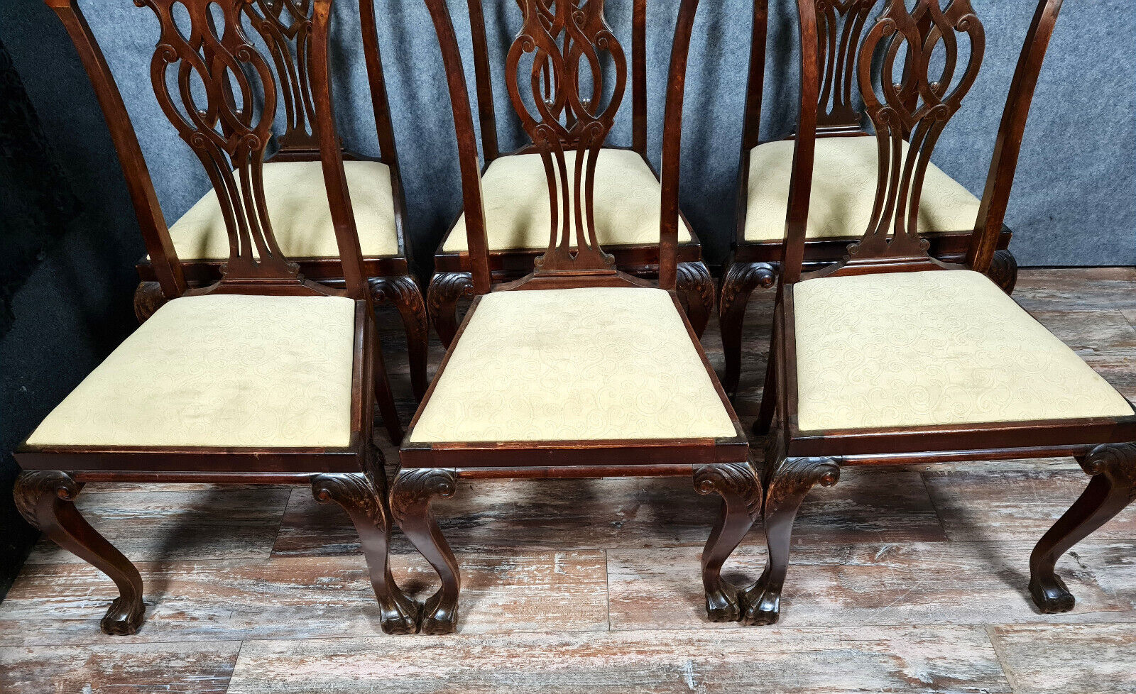 Series of 6 Chippendale mahogany chairs circa 1900