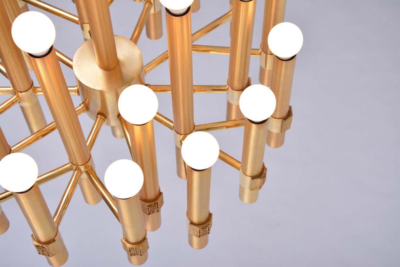 Golden chandelier by Angelo Brotto for Esperia Italia