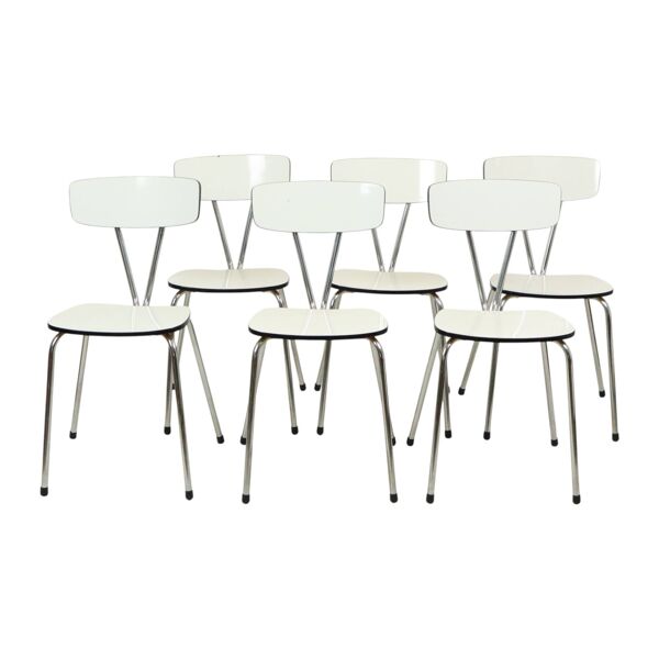 6 chaises en formica gris et chromées, années 60
