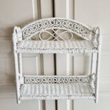 White rattan peacock shelf