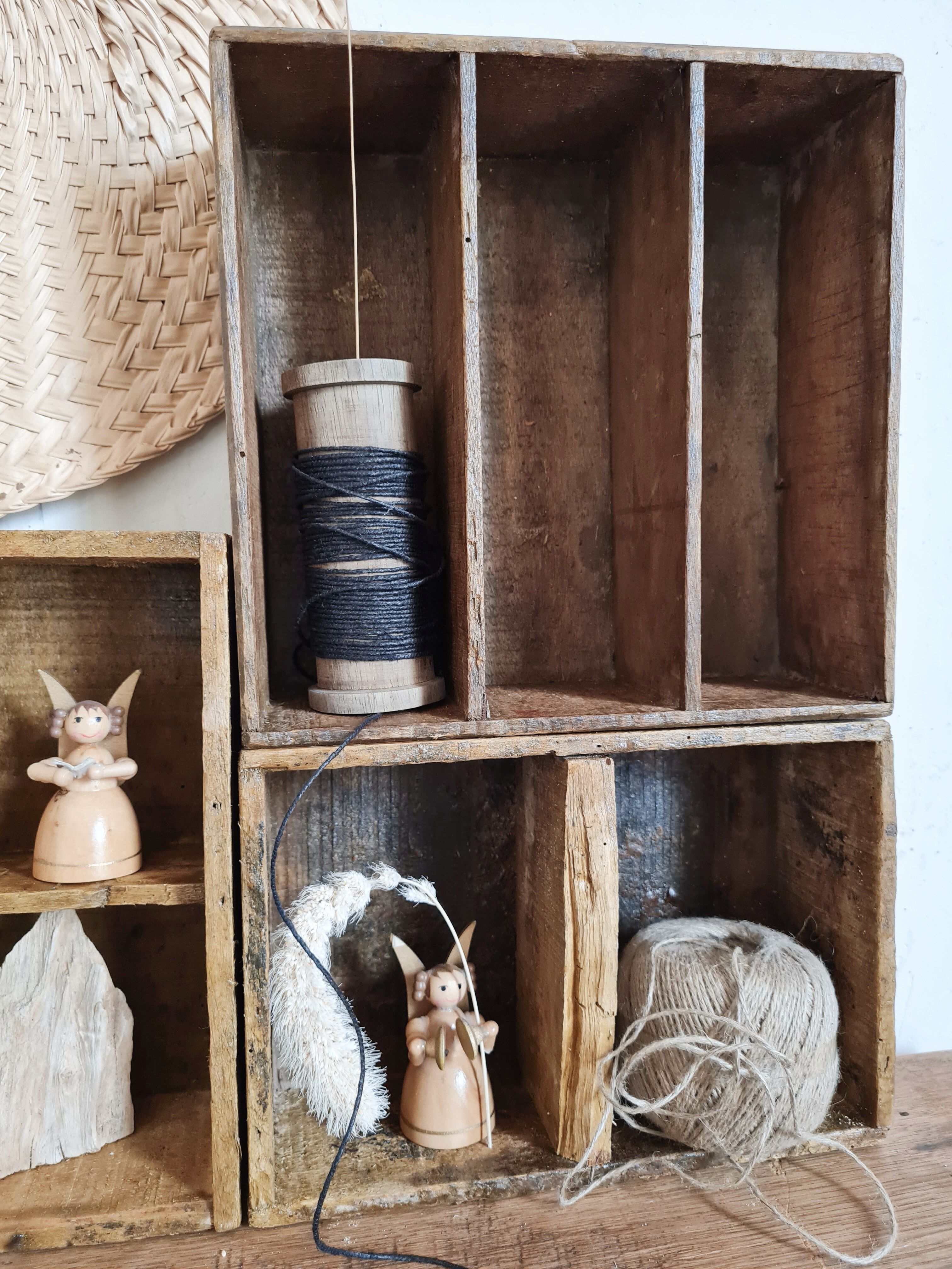 Old trio wooden workshop lockers