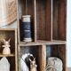 Old trio wooden workshop lockers