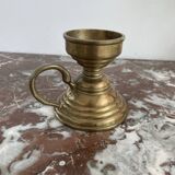 Hand candle holder, cellar rat, brass, gilded, gold, handle, 1950s, decoration, chic, decor, room