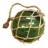 Old Glass Float Marine Ball With Vintage Net