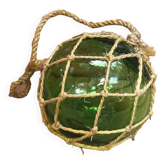 Ancienne Boule De Marine Flotteur En Verre Avec Filet Vintage
