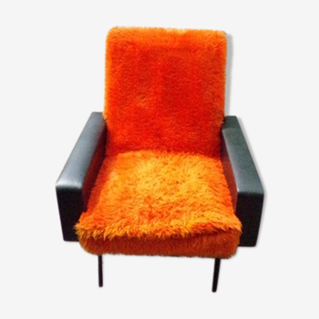 Leatherette and rug armchair