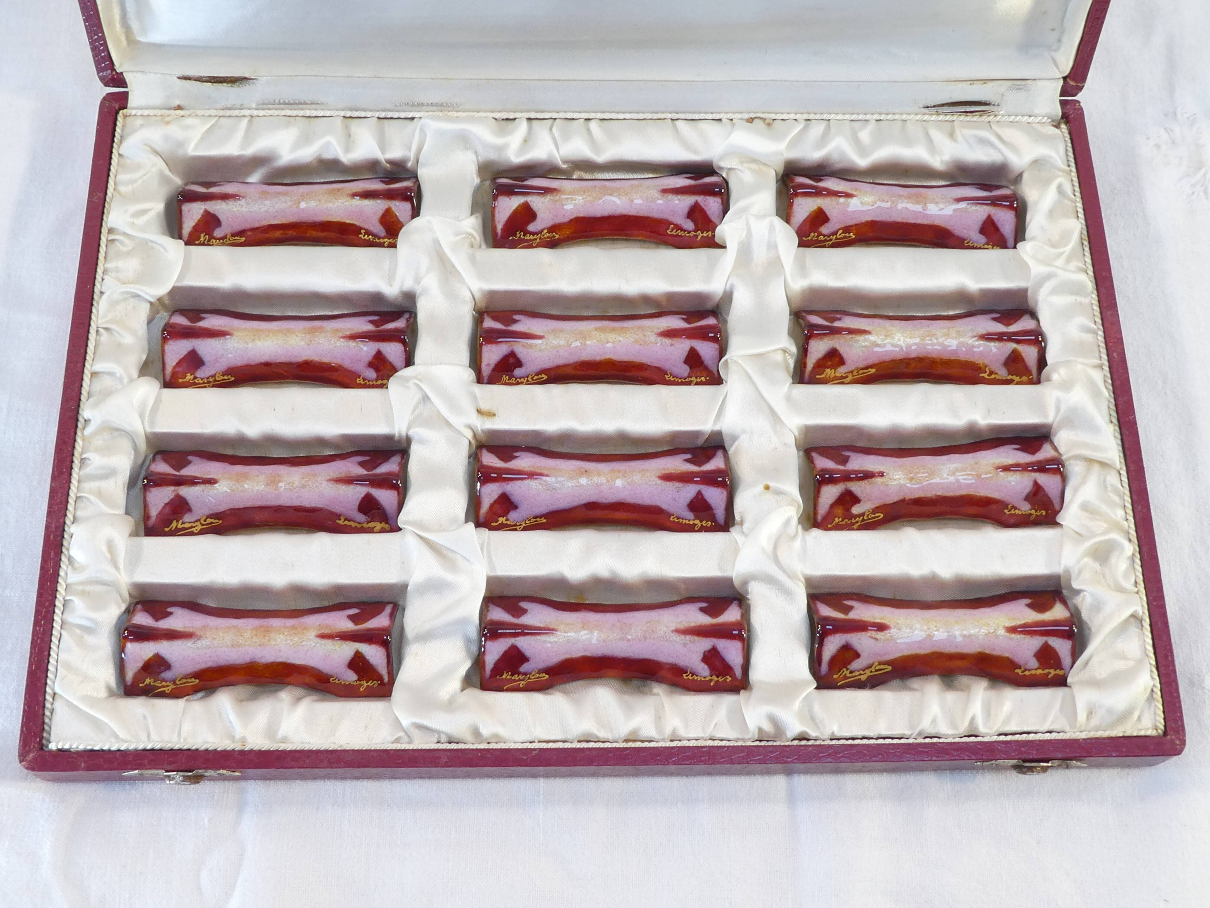 12 knife doors in limoges enamel signed marylou