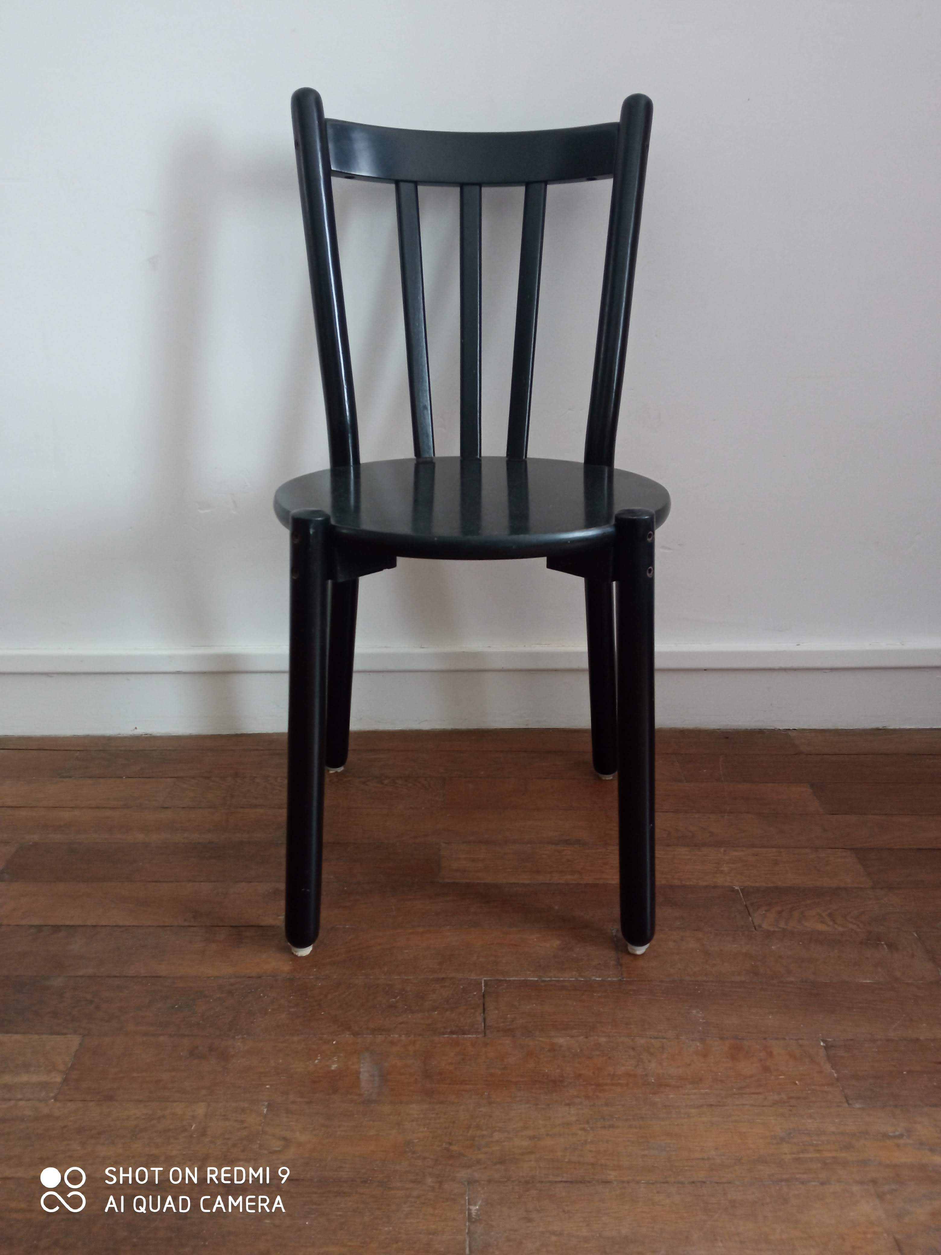 Vintage black lacquered wooden chairs 1980