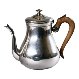 Roux-marquiand vintage silver metal teapot with wooden handle