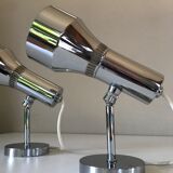 Pair of chrome wall lamps with ball joints design 70 years