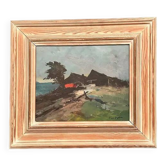 Original Swedish Oil on Panel – "Coastal Landscape with Cottage" by Arne Aspelin (1911-1990) – Vintage and Framed – 27 × 22 cm (10.6" × 8.7")