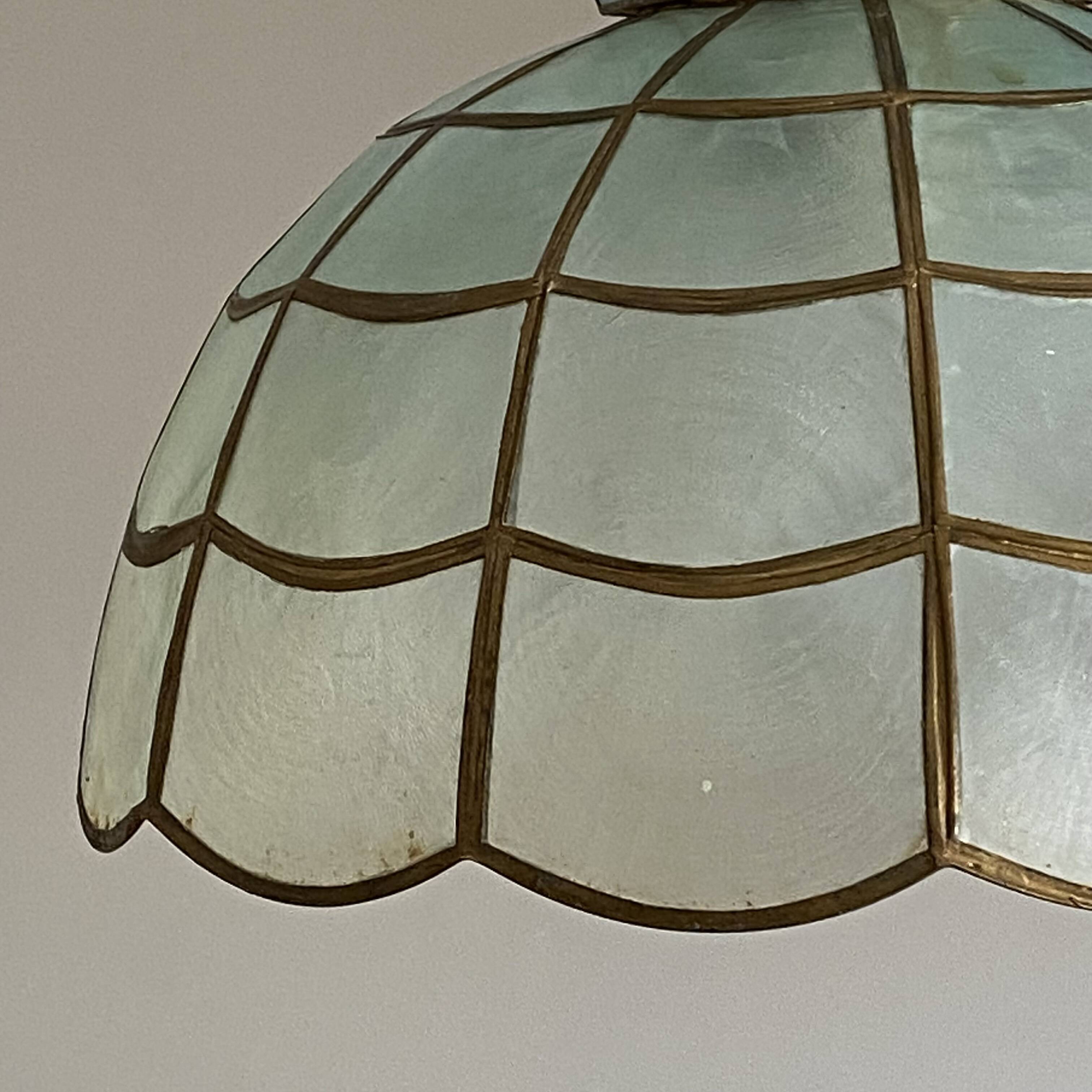 Suspension lampshade in bluish mother-of-pearl 1950