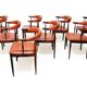 Eight Danish Cow Horn "Model 12" Chairs in Rosewood by Johannes Andersen