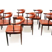 Eight Danish Cow Horn "Model 12" Chairs in Rosewood by Johannes Andersen