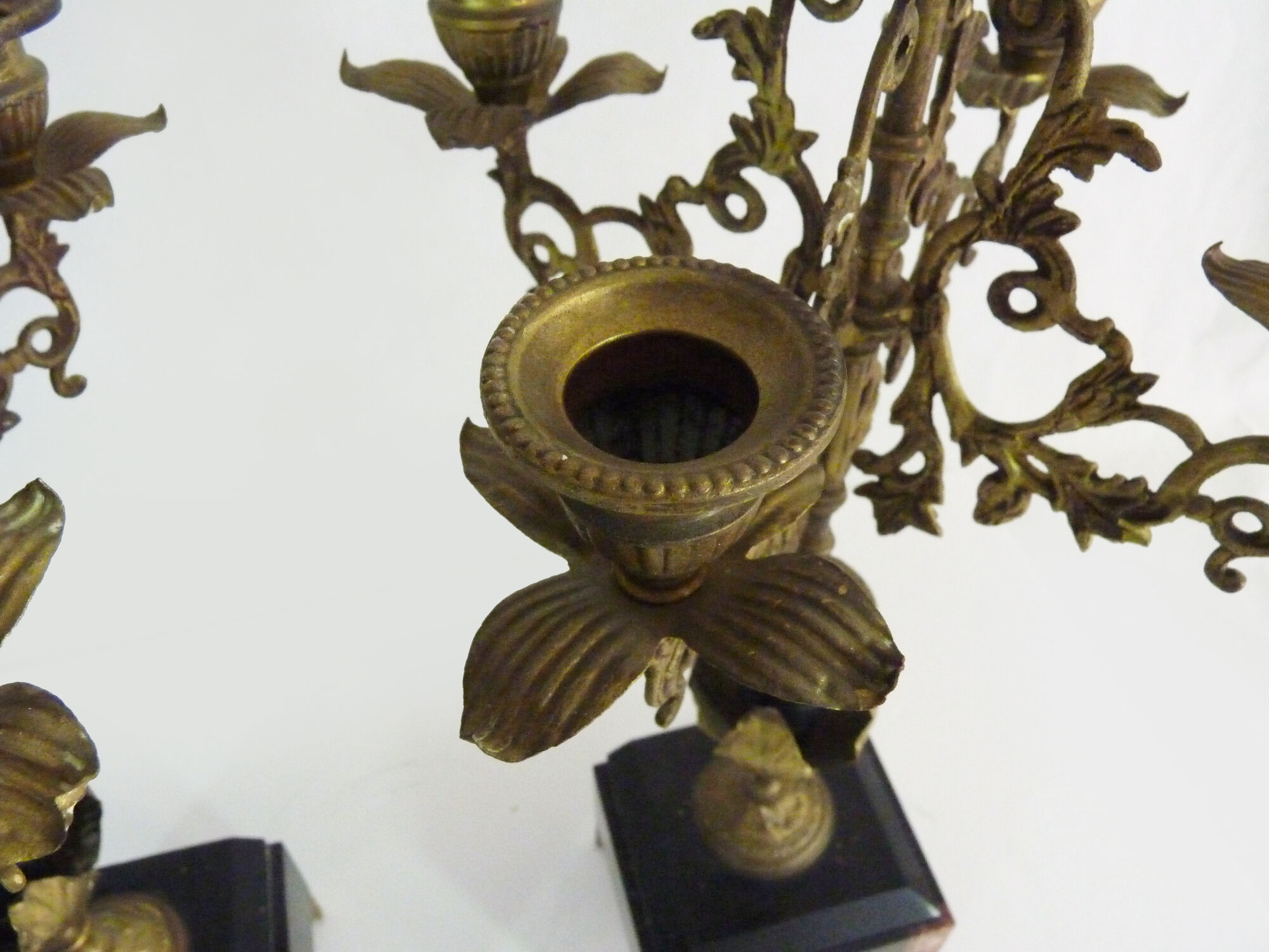 Pair of candelabra with 5 bronze branches and marble Napoleon III style. 19th