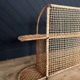 Steel and wicker wall shelf