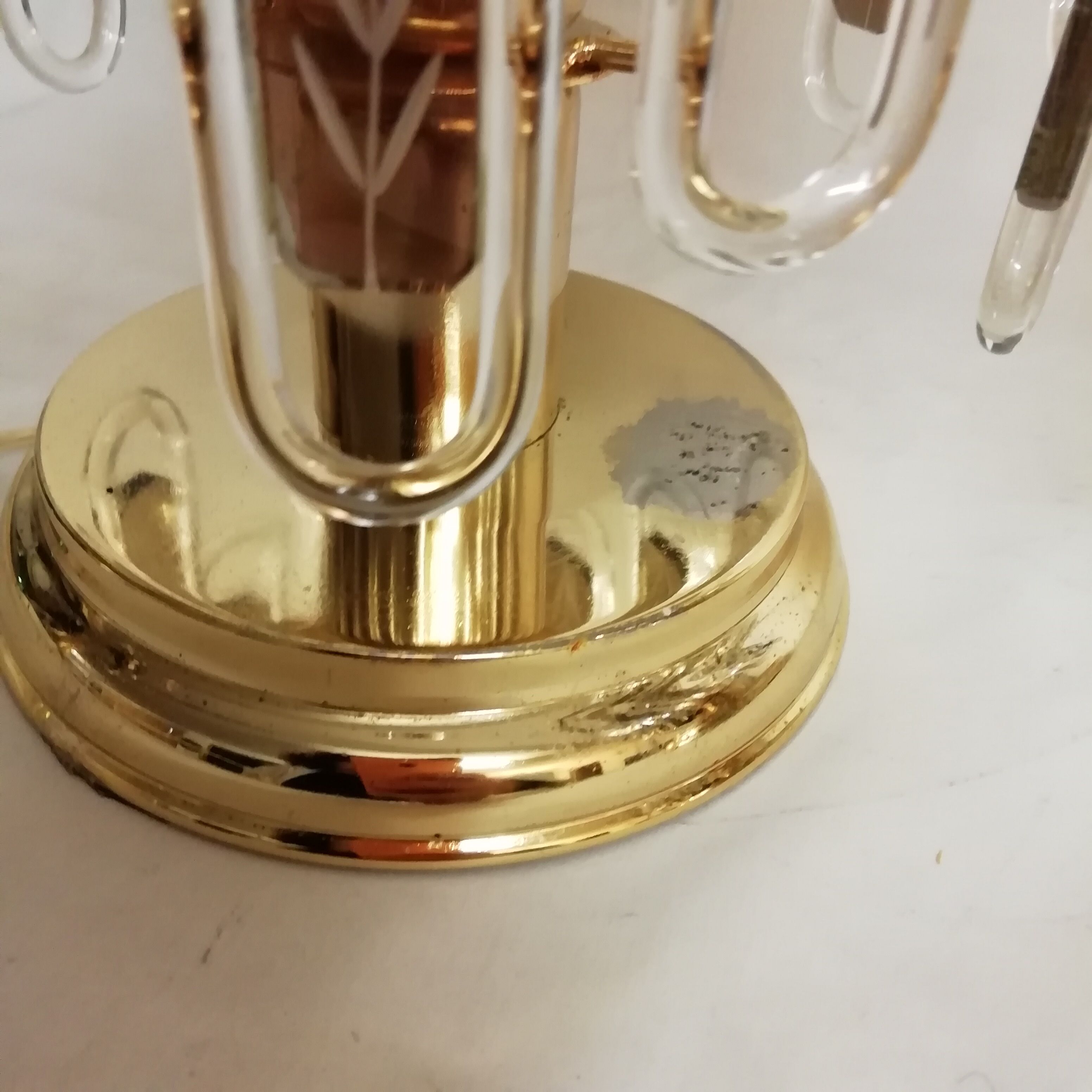 Pair of table lamps with rigid vertical crystals 1980