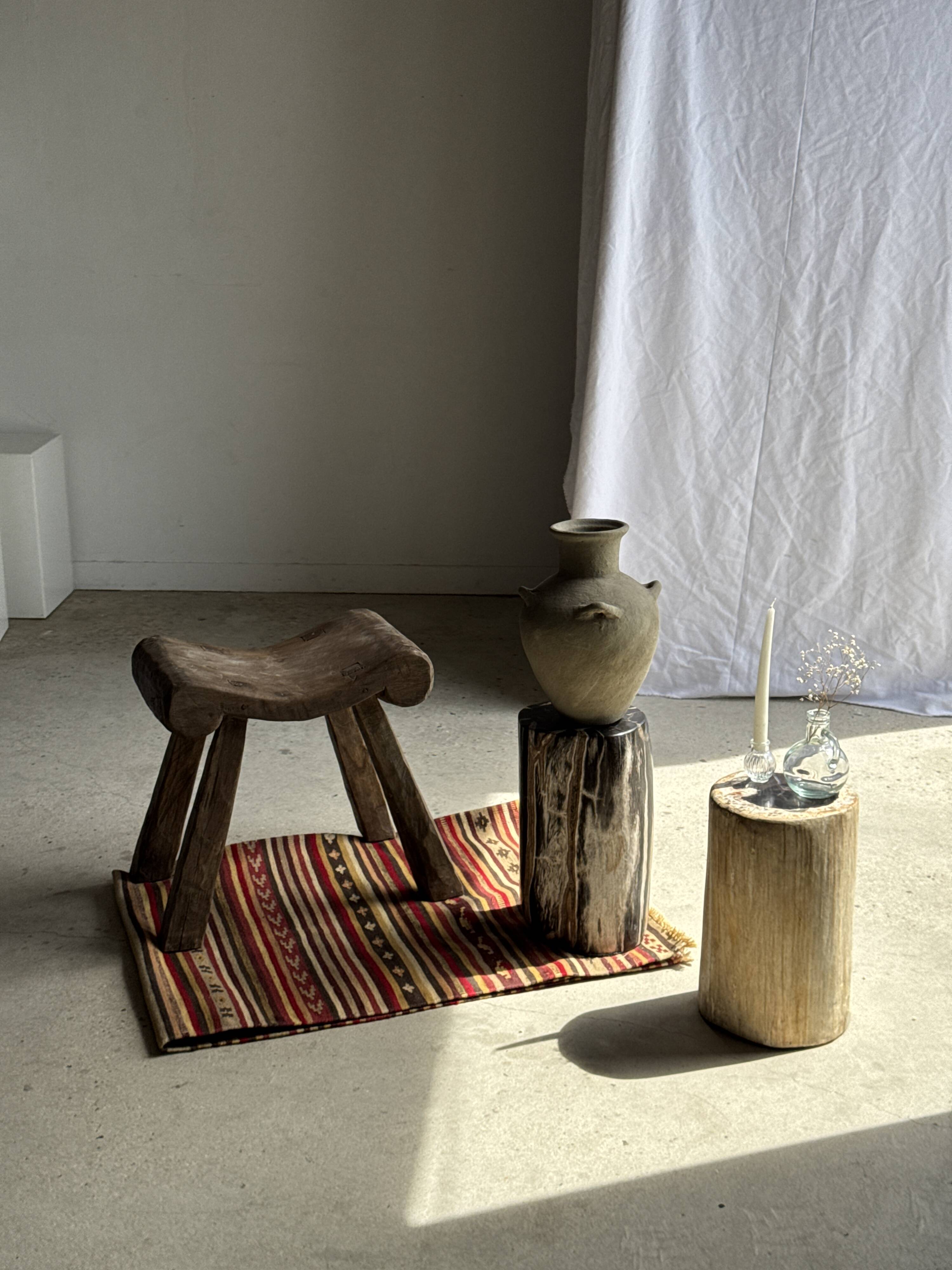 Table d'appoint en bois pétrifié noir