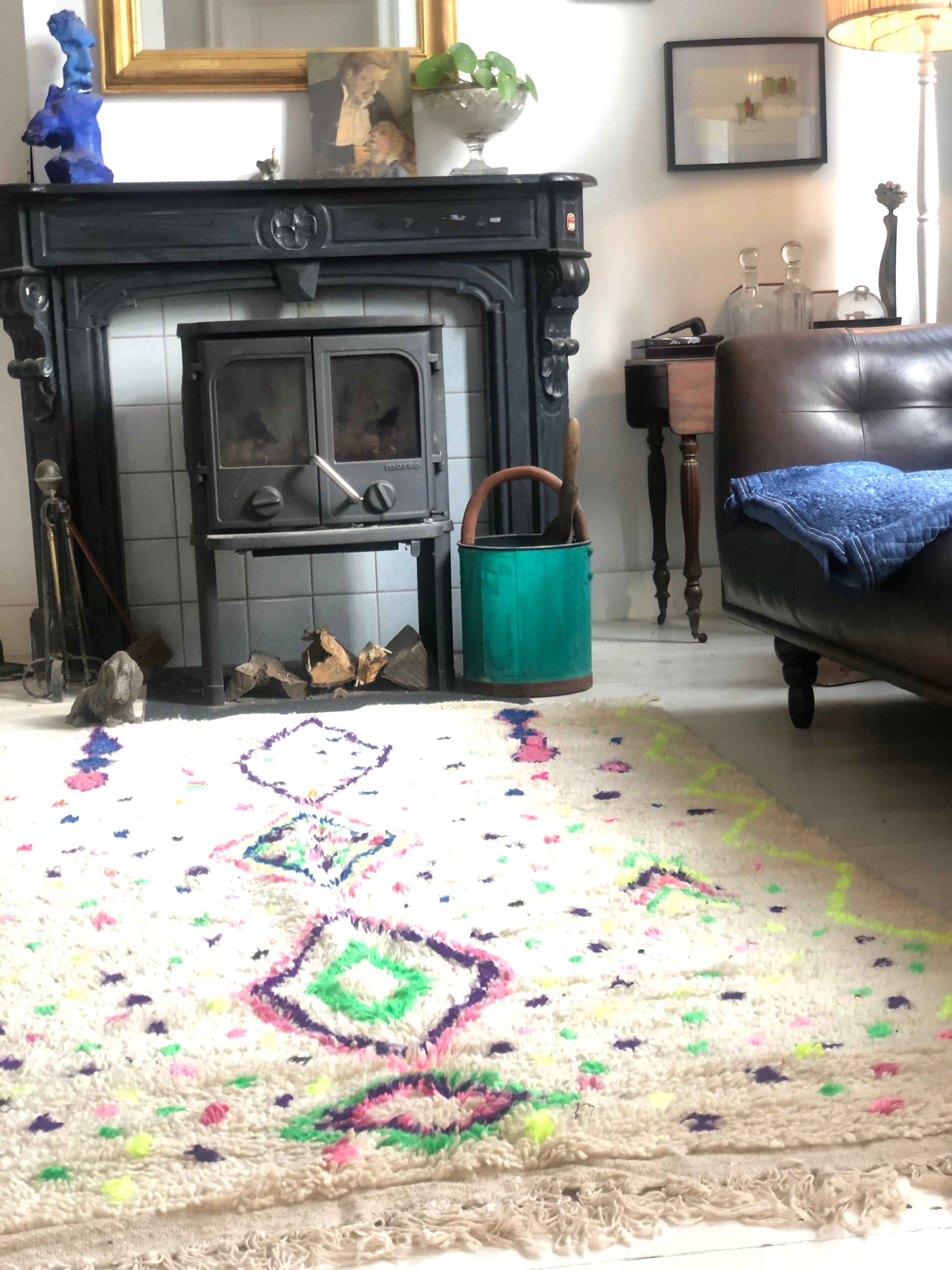 Vintage Berber carpet with full color 250x140cm