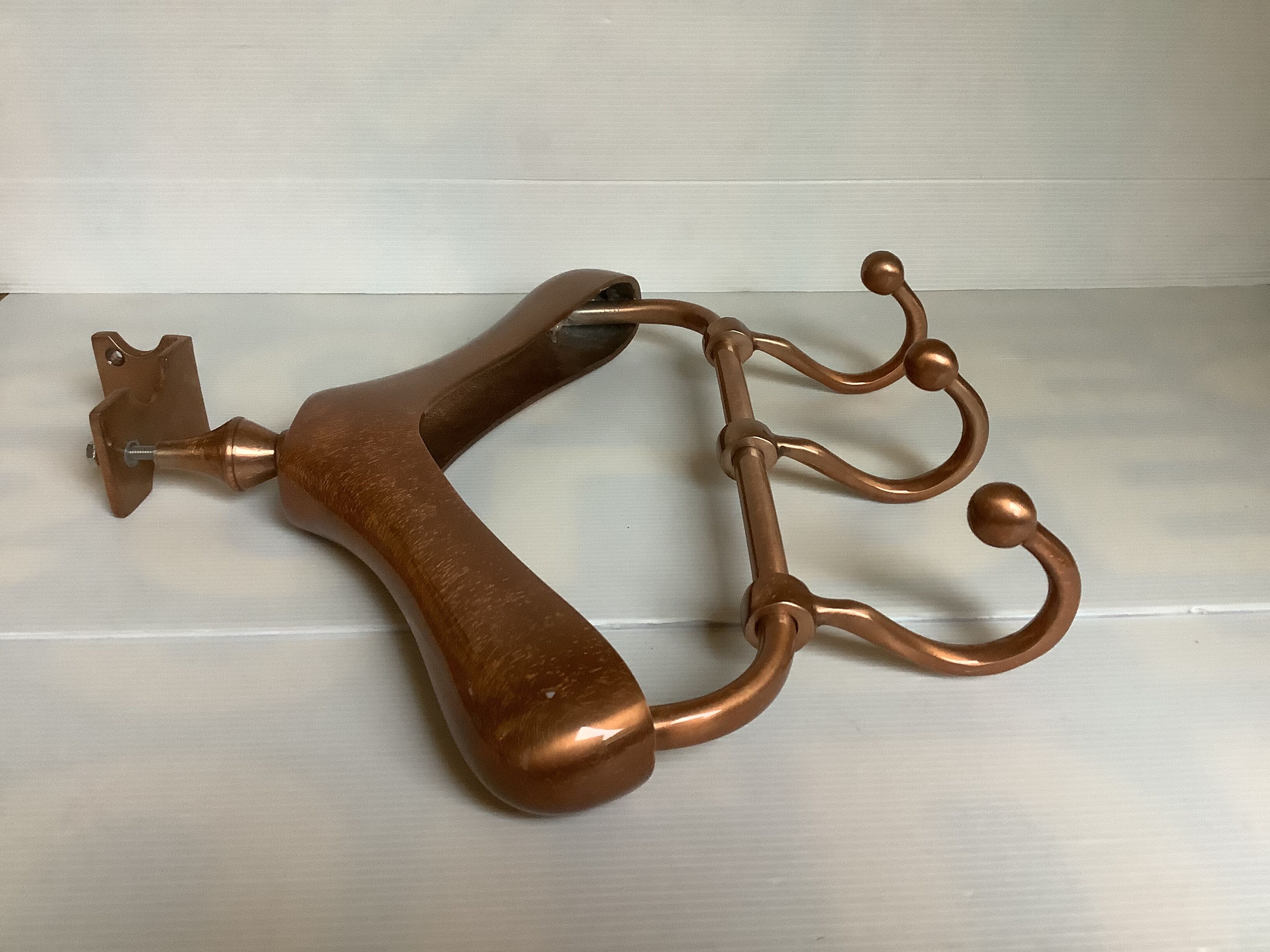Coat rack gilded metal hanger varnished