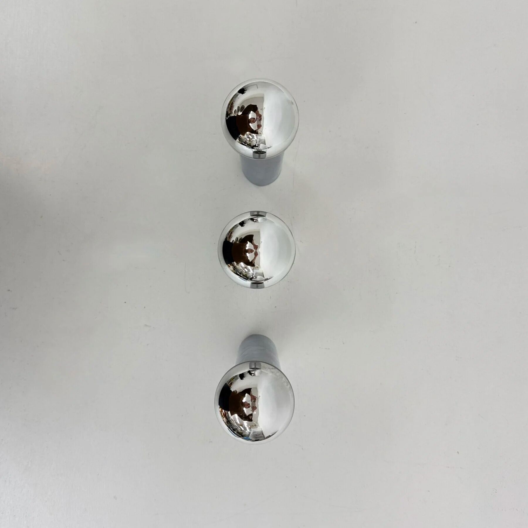 Set of 3 minimalist chrome tube ceiling / wall lamps, 1970s