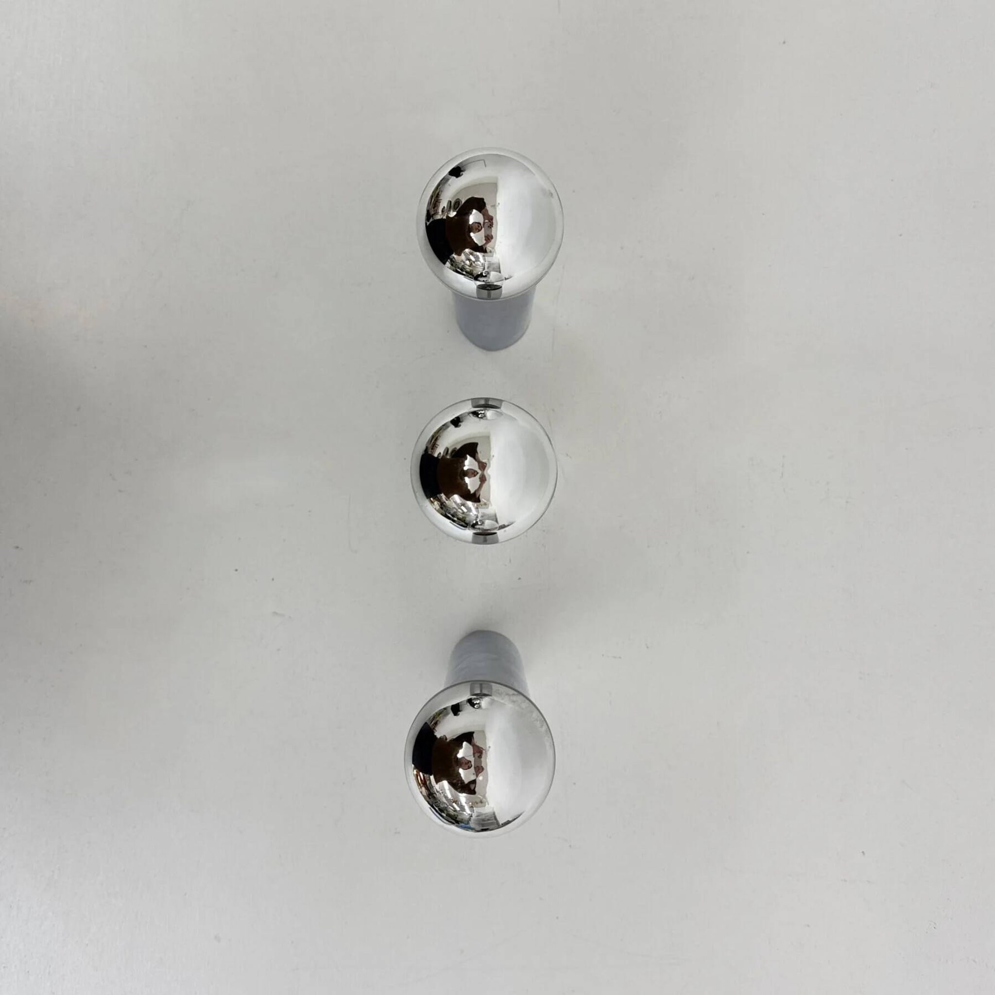 Set of 3 minimalist chrome tube ceiling / wall lamps, 1970s