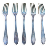 5 antique forks in silver metal