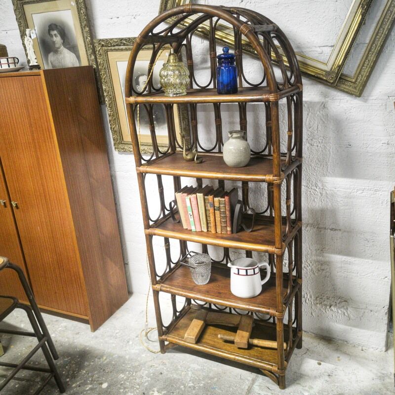 Brown rattan shelf