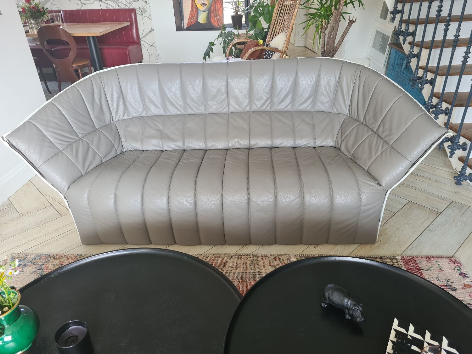 2 Moel leather sofas designed by Inga Sempé, at Ligne Roset