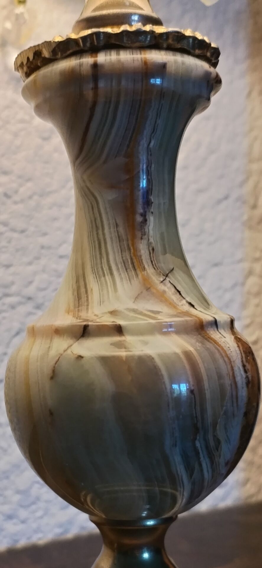 Lampe de table vintage en onyx et laiton, Italie