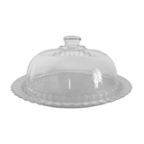 Glass cheese bell with vintage plate