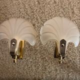 Set of 2 golden "shell" wall lamps