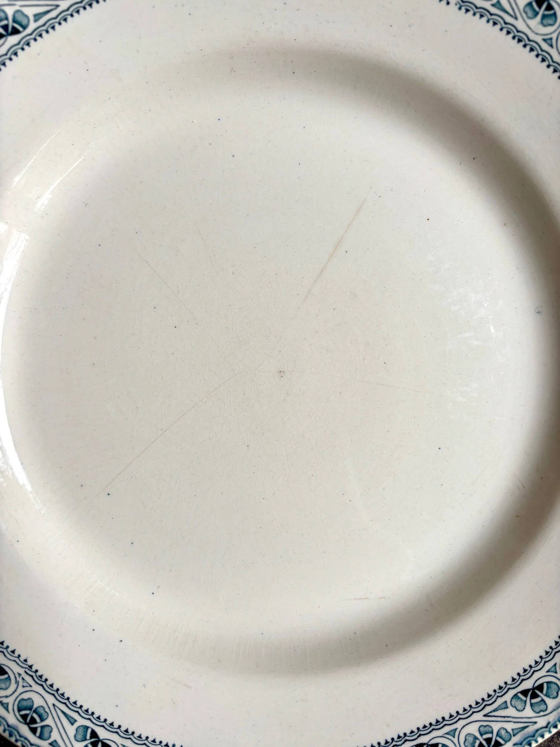 Boulenger & Cie round dish in blue ironstone, "Champigny" service
