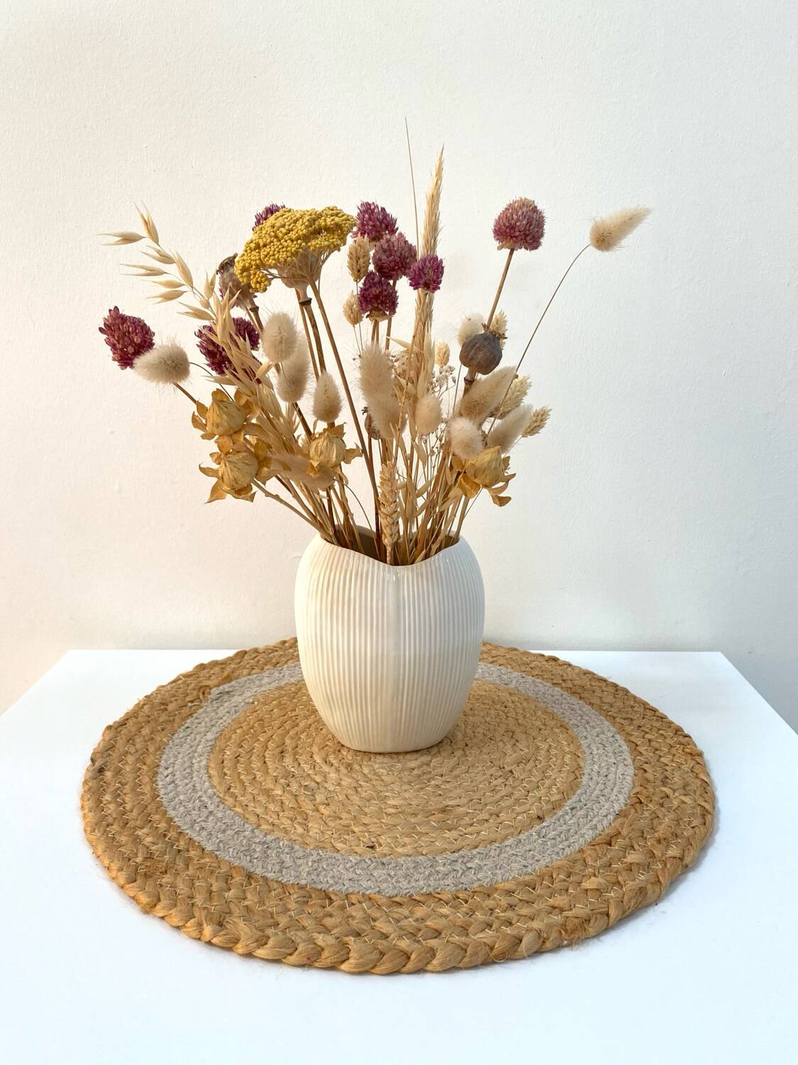 White striped graphic vase