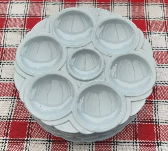 Set of 4 Sarreguemines art deco seafood plates