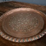 Oriental tray in copper or brass engraved XXth