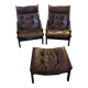 2 Hunter armchairs and 1 footstool by Torbjørn Afdal for Bruksbo