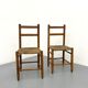 Pair of vintage wooden chairs with mulched seat