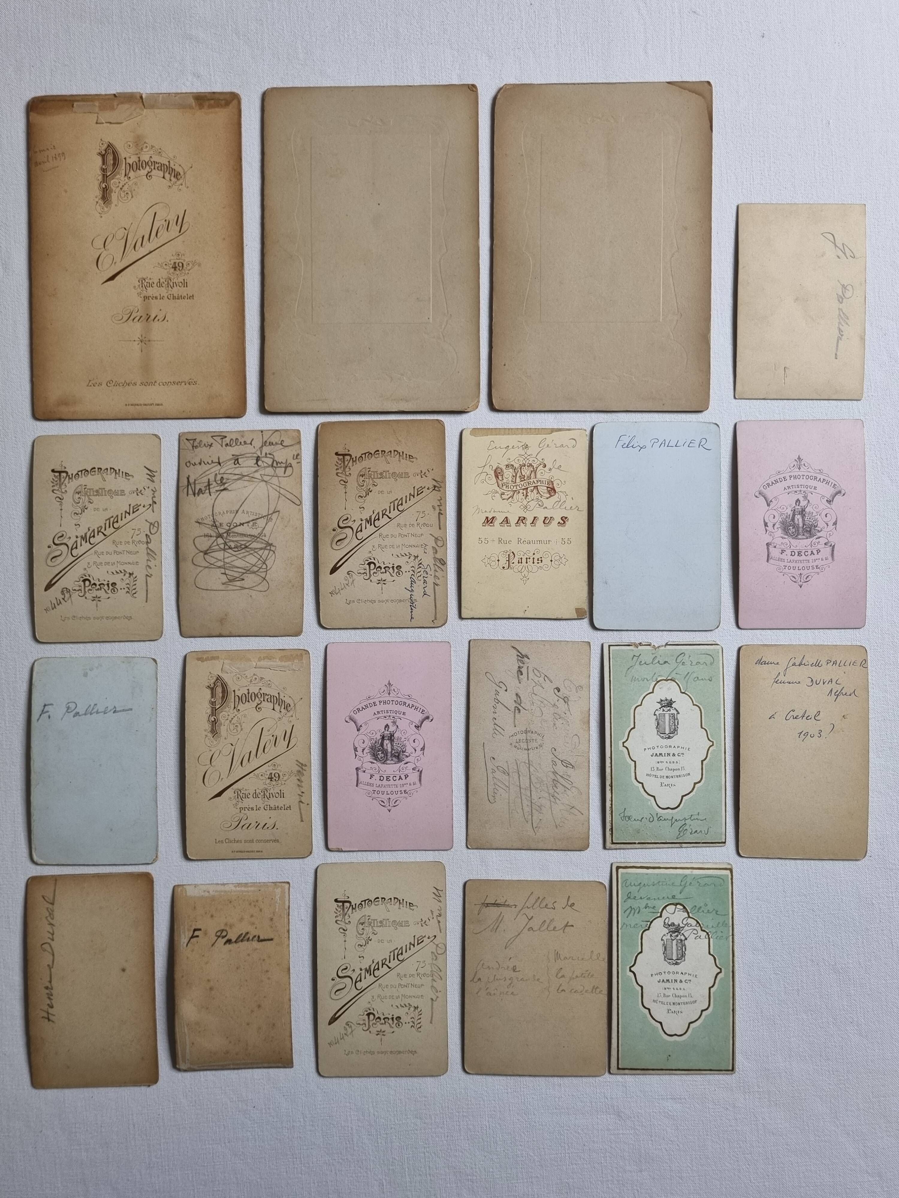 Set of 21 old photographic portraits from the end of the 19th century to the beginning of the 20th century