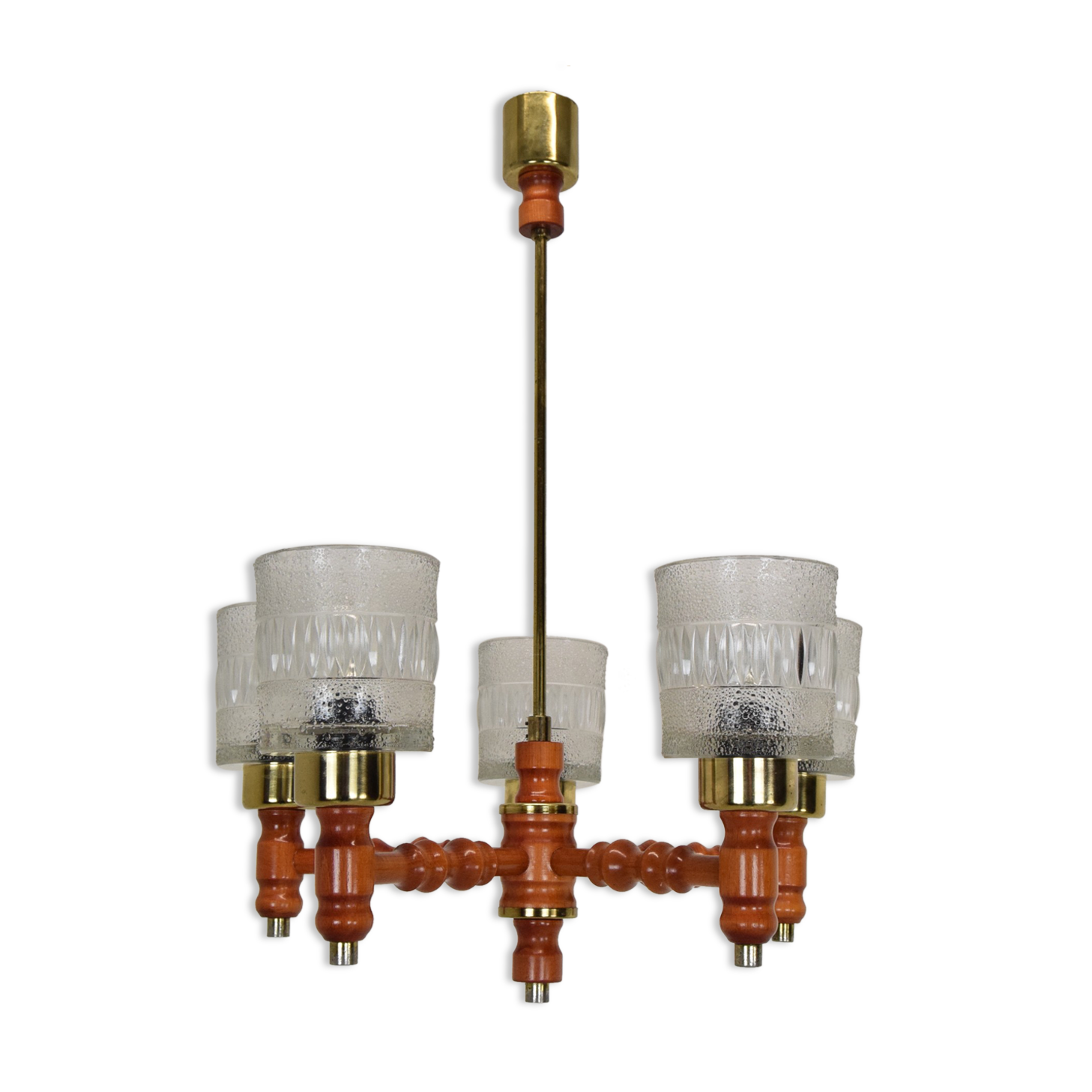 Mid-century Wood Chandelier by Instala Jilove u Decina,1960's