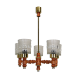 Mid-century Wood Chandelier by Instala Jilove u Decina,1960's